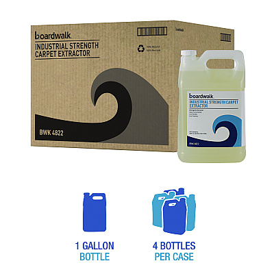Boardwalk Industrial Strength Carpet Extractor, Clean Scent, 1 gal Bottle, 4/Carton (BWK4822)