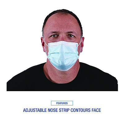 Boardwalk Three-Ply General Use Face Mask, Blue, 50/Box, 40 Boxes/Carton (BWKMS2000)