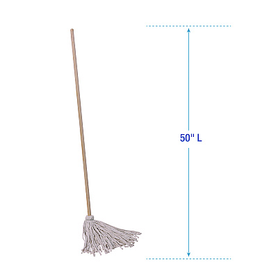 Boardwalk Cotton Deck Mop, #16 White Cotton Head, 50" Wood Handle, 12/Carton (BWKCD50016S)