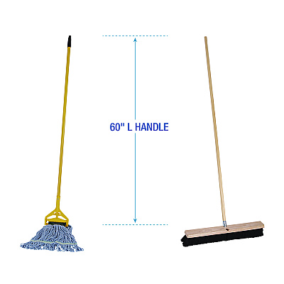 Boardwalk Cleaning Kit, Medium Blue Cotton/Rayon/Synthetic Head, 60" Natural/Yellow Wood/Metal Handle (BWKCLEANKIT)