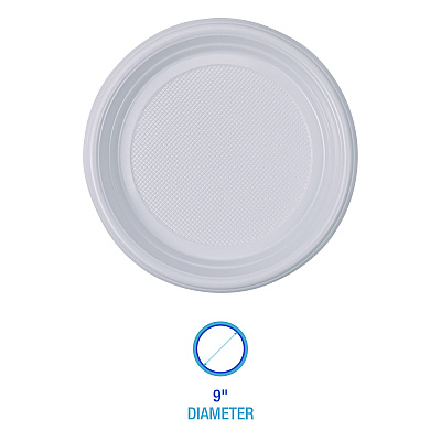 Boardwalk Hi-Impact Plastic Dinnerware, Plate, 9" dia, White, 500/Carton (BWKPLTHIPS9WH)