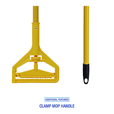 Boardwalk Cleaning Kit, Medium Blue Cotton/Rayon/Synthetic Head, 60" Natural/Yellow Wood/Metal Handle (BWKCLEANKIT)