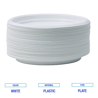 Boardwalk Hi-Impact Plastic Dinnerware, Plate, 9" dia, White, 500/Carton (BWKPLTHIPS9WH)