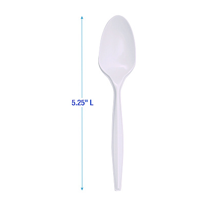 Boardwalk Mediumweight Polypropylene Cutlery, Teaspoon, White, 1000/Carton (BWKSPOONMWPP)