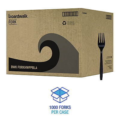 Boardwalk Heavyweight Polypropylene Cutlery, Fork, Black, 1000/Carton (BWKFORKHWPPBLA)