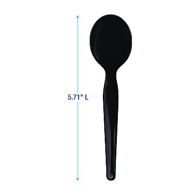 Boardwalk Heavyweight Wrapped Polystyrene Cutlery, Soup Spoon, Black, 1,000/Carton (BWKSSHWPSBIW)