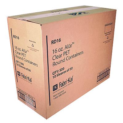 Fabri-Kal Recycleware Round Deli Container, 16 oz, 4.6" Diameter x 3" h, Clear, Plastic, 500/Carton (FABRD16)