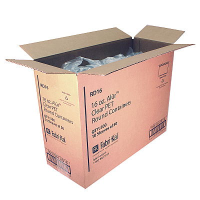 Fabri-Kal Recycleware Round Deli Container, 16 oz, 4.6" Diameter x 3" h, Clear, Plastic, 500/Carton (FABRD16)