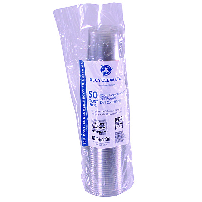 Fabri-Kal Recycleware Round Deli Container, 32 oz, 4.6" Diameter x 5.8" h, Clear, Plastic, 500/Carton (FABRD32)