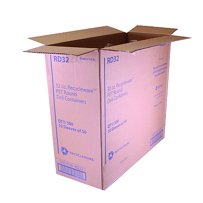 Fabri-Kal Recycleware Round Deli Container, 32 oz, 4.6" Diameter x 5.8" h, Clear, Plastic, 500/Carton (FABRD32)