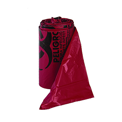 Inteplast Group Institutional Low-Density Can Liners, Infectious Waste Biohazard, 10 gal, 1.3 mil, 24 x 23, Red, Interleaved, 25/RL, 10 RL/CT (IBSSL2423R)
