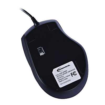 Innovera Full-Size Wired Optical Mouse, USB 2.0, Right Hand Use, Black (IVR61014)