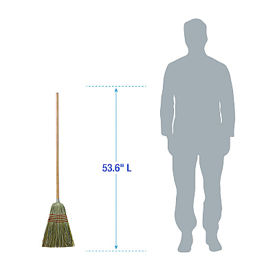 Boardwalk Corn/Fiber Brooms, Corn/Yucca Bristles, 53.5" Overall Length, Natural, 6/Carton (BWKBR10004)
