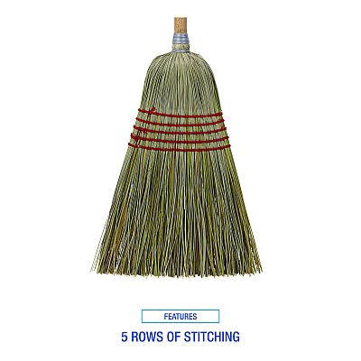 Boardwalk Corn/Fiber Brooms, Corn/Yucca Bristles, 53.5" Overall Length, Natural, 6/Carton (BWKBR10004)