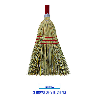 Boardwalk Corn/Fiber Brooms, Corn/Synthetic Fiber Bristles, 36" Overall Length, Gray/Natural, 12/Carton (BWKBR10016)