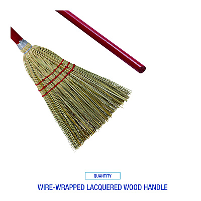 Boardwalk Corn/Fiber Brooms, Corn/Synthetic Fiber Bristles, 36" Overall Length, Gray/Natural, 12/Carton (BWKBR10016)