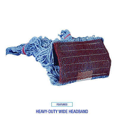 Boardwalk Cotton Mop Heads, Cotton/Synthetic, Large, Looped End, Wideband, Blue, 12/CT (BWKLM30311L)