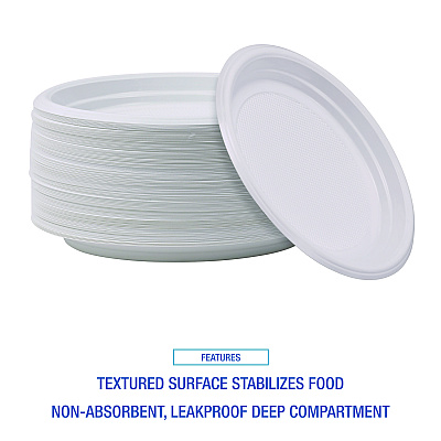 Boardwalk Hi-Impact Plastic Dinnerware, Plate, 9" dia, White, 500/Carton (BWKPLTHIPS9WH)
