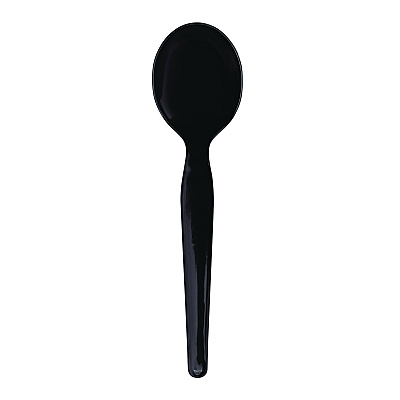 Boardwalk Heavyweight Wrapped Polystyrene Cutlery, Soup Spoon, Black, 1,000/Carton (BWKSSHWPSBIW)