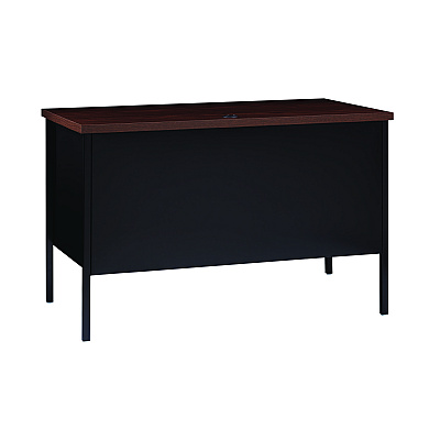 Alera Single Pedestal Steel Desk, 45" x 24" x 29.5", Mocha/Black, Black Legs (ALEHSD4524BM)