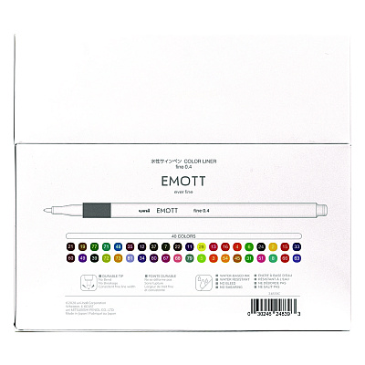 uniball EMOTT ever fine Porous Point Pen, Stick, Fine 0.4 mm, Assorted Ink Colors, White Barrel, 40/Pack (UBC24839)