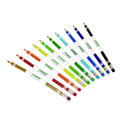 Crayola Erasable Color Pencil Set, 3.3 mm, 2B, Assorted Lead and Barrel Colors, 10/Pack (CYO684410)