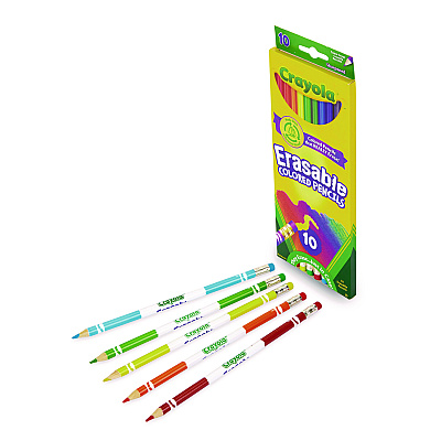 Crayola Erasable Color Pencil Set, 3.3 mm, 2B, Assorted Lead and Barrel Colors, 10/Pack (CYO684410)
