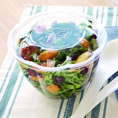 Eco-Products Renewable and Compostable Lids, Fits 24, 32 and 48 oz Salad Bowls, Clear, Plastic, 300/Carton (ECOEPSBLID)