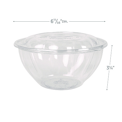Eco-Products Renewable and Compostable Salad Bowls with Lids, 32 oz, Clear, Plastic, 50/Pack, 3 Packs/Carton (ECOEPSB32)
