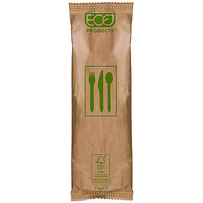 Eco-Products Wood Cutlery, Fork/Knife/Spoon/Napkin, Natural, 500/Carton (ECOEPS215)