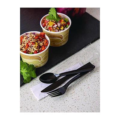Eco-Products 100% Recycled Content Cutlery Kit, Fork/Knife/Soup Spoon/Teaspoon6", Black, 250 Kits/Carton (ECOEPS115)
