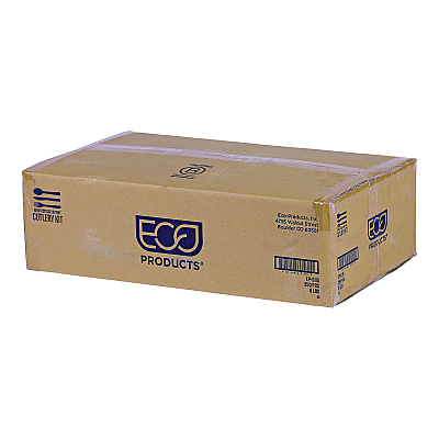 Eco-Products 100% Recycled Content Cutlery Kit, Fork/Knife/Soup Spoon/Teaspoon6", Black, 250 Kits/Carton (ECOEPS115)