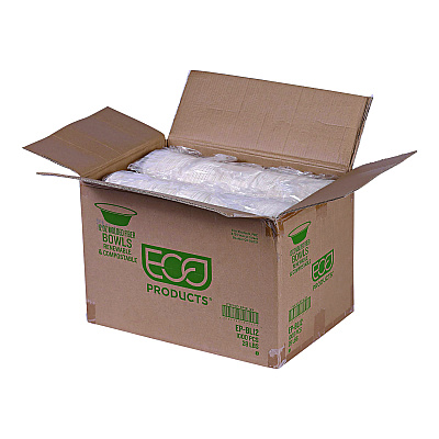 Eco-Products Renewable Sugarcane Bowls, 12 oz, Natural White, 50/Pack, 20 Packs/Carton (ECOEPBL12)