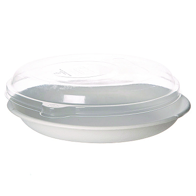 Eco-Products WorldView Renewable Sugarcane Containers, 9" Diameter x 1.4"h, White, 400/Carton (ECOEPSCR9)