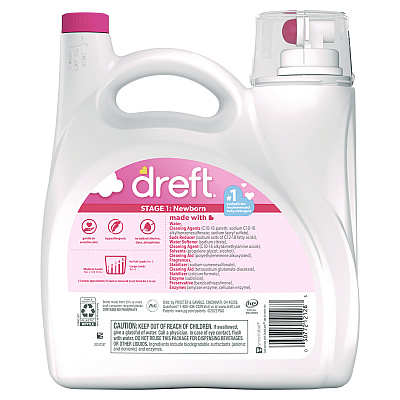Dreft Ultra Laundry Detergent, Baby Powder Scent, 150 oz Bottle, 4/Carton (PGC12128)