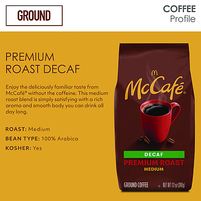 McCafe Ground Coffee, Premium Roast Decaf, 12 oz Bag (GMT5534EA)