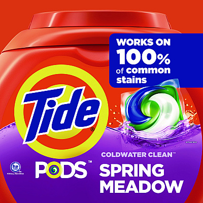 Tide PODS Laundry Detergent, Spring Meadow, 66 oz Tub, 76 Pacs/Tub (PGC09166EA)