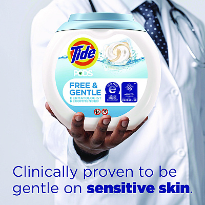 Tide PODS Laundry Detergent, Free and Gentle, 63 oz Tub, 76 Pacs/Tub, 4 Tubs/Carton (PGC09488CT)