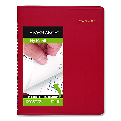AT-A-GLANCE Fashion Monthly Planner, 11 x 9, Red/Gold Cover, 15-Month: Jan 2024 to March 2025 (702501324)