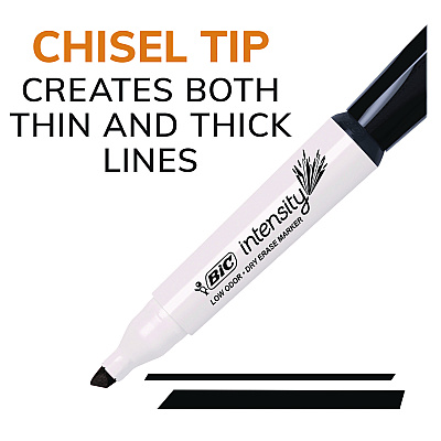 BIC Intensity Low Odor Chisel Tip Dry Erase Marker, Broad Chisel Tip, Assorted Colors, Dozen (BICGDEM11MAAST)