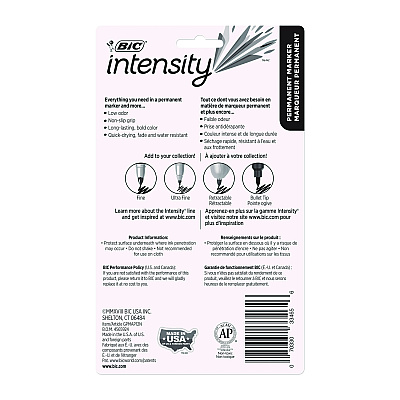 BIC Intensity Fine Tip Permanent Marker, Fine Bullet Tip, Assorted Colors, Dozen (BICGPMAP12NAST)