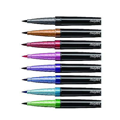 BIC BodyMark Temporary Tattoo Markers, Fine Brush Tip, Assorted Colors, 8/Pack (BICMTBP81AST)
