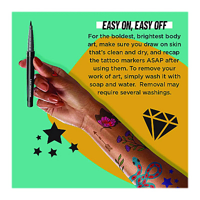 BIC BodyMark Temporary Tattoo Markers, Fine Brush Tip, Assorted Colors, 8/Pack (BICMTBP81AST)