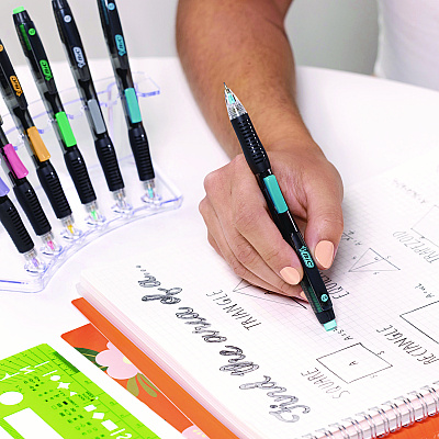 BIC Break-Resistant Mechanical Pencils with Erasers, 0.7 mm, HB (#2), Black Lead, Assorted Barrel Colors, 12/Pack (BICMV7PR11BLK)