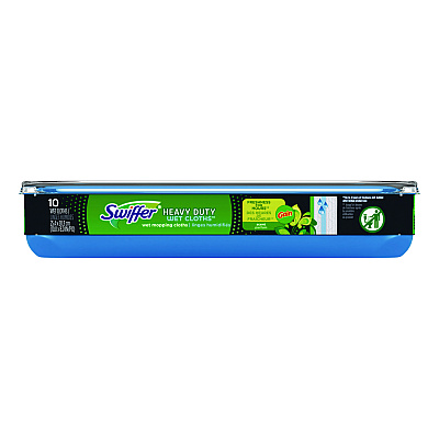 Swiffer Heavy-Duty Wet Refill Cloths, 8 x 10, Gain Original Scent, White, 10 Cloths/Tub (PGC76471)