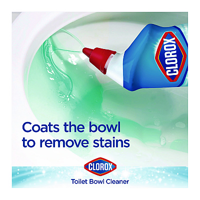 Clorox Disinfecting Toilet Bowl Cleaner with Bleach, Rain Clean Scent, 24 oz Bottle, 2/Pack (CLO30924)