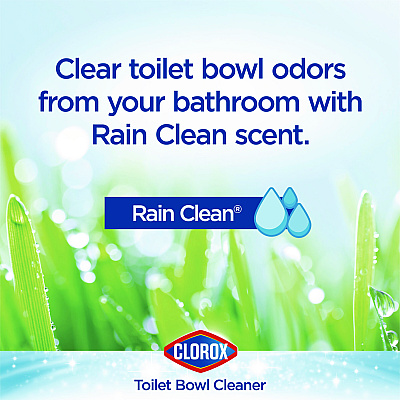 Clorox Disinfecting Toilet Bowl Cleaner with Bleach, Rain Clean Scent, 24 oz Bottle, 2/Pack (CLO30924)