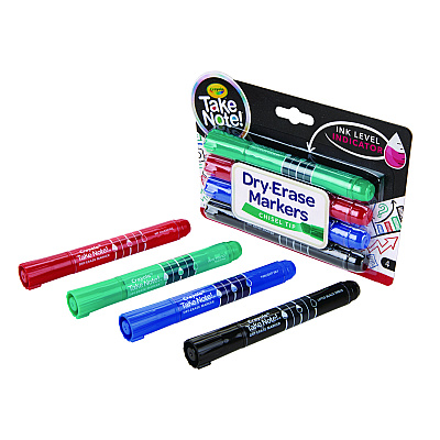 Crayola Take Note Dry Erase Markers, Chisel Tip, Assorted Colors, 4/Set (CYO586543)