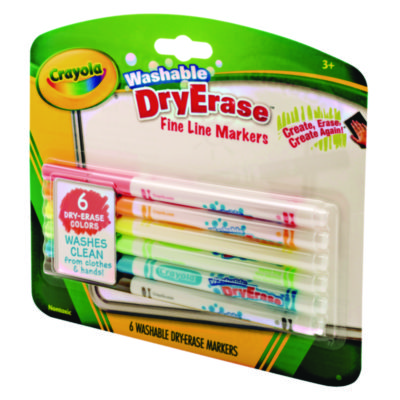 Crayola Tank Dry Erase Markers, Fine Bullet Tip, Assorted Colors, 6/Pack (CYO985906)
