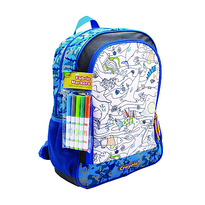 Crayola Color-Your-Own Backpack, Oceanfront, 15 x 5 x 16, Blue/Black (CYOB23CL56806ST)